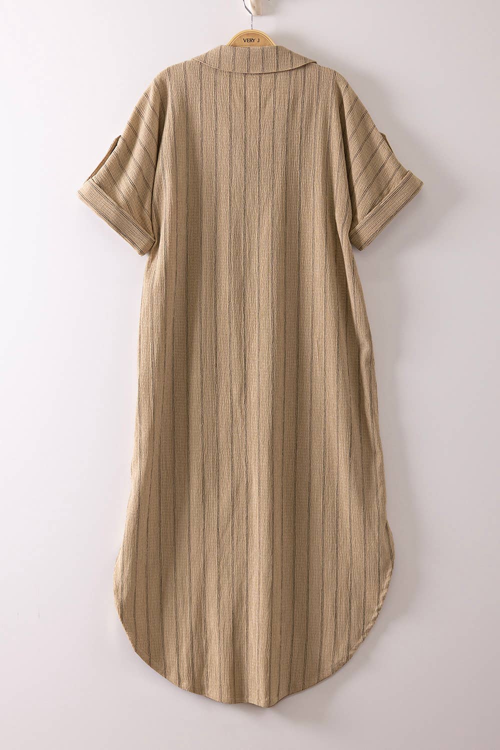 Striped Linen Midi Button Down Shirt Dress
