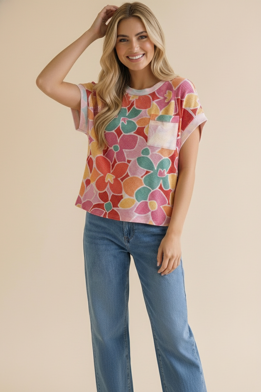 Dolman Sleeve Floral Oversized Top