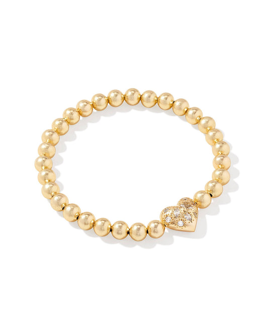 Holland Heart Stretch Bracelet in White Crystal (Gold or Silver)