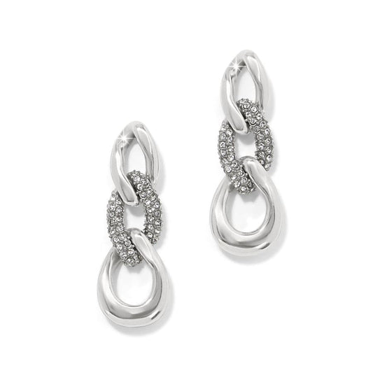 Brighton Cleo Pave Link Post Drop Earrings (Gold or Silver)