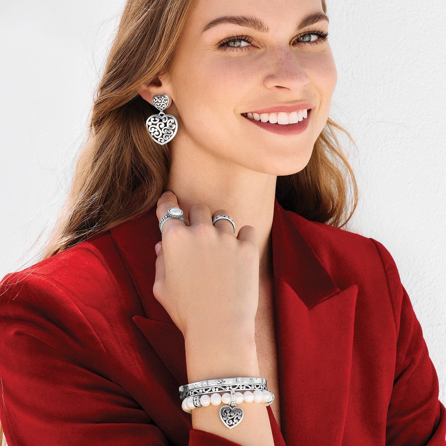 Brighton Contempo Heart Double Post Drop Earrings