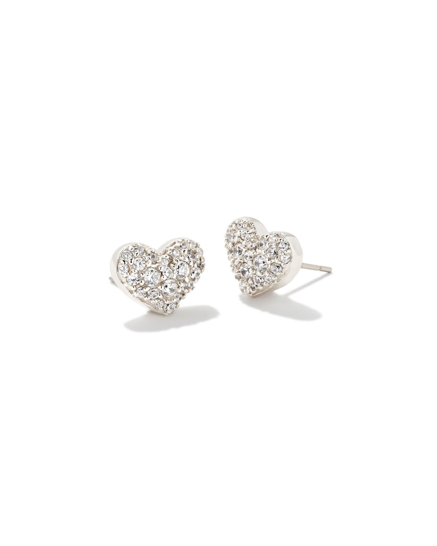 Kendra Scott ARI PAVE CRYSTAL HEART EARRINGS SILVER WHITE CRYSTAL