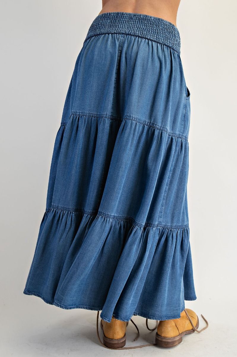 Button Front Denim Skirt