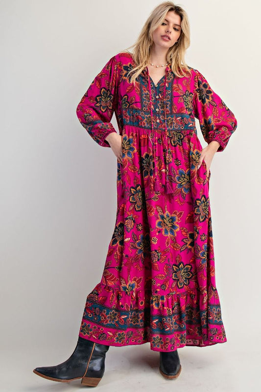 Magenta Floral Dress