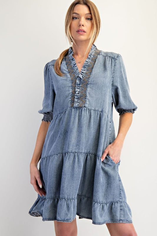 WASHED DENIM DRESS