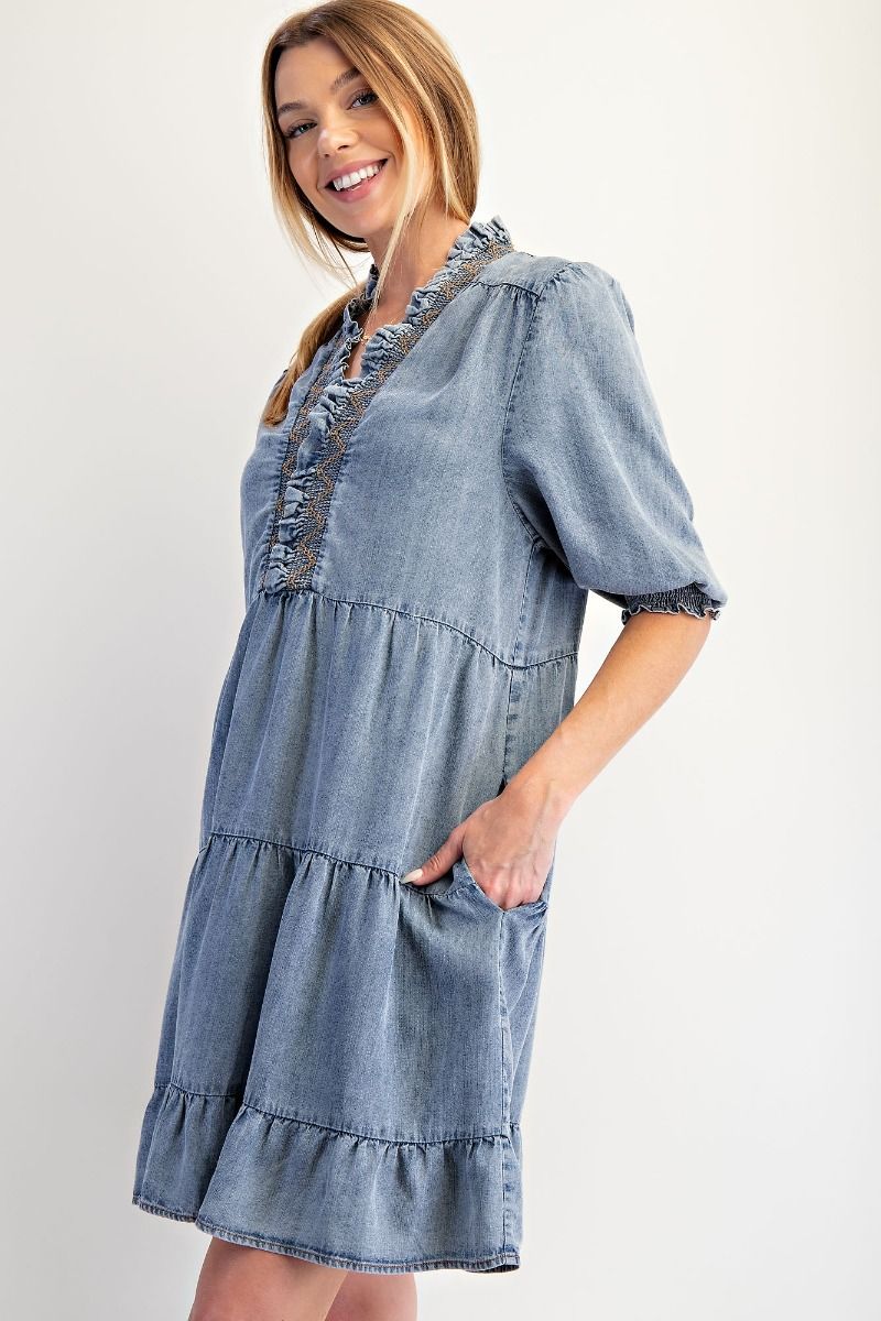 WASHED DENIM DRESS