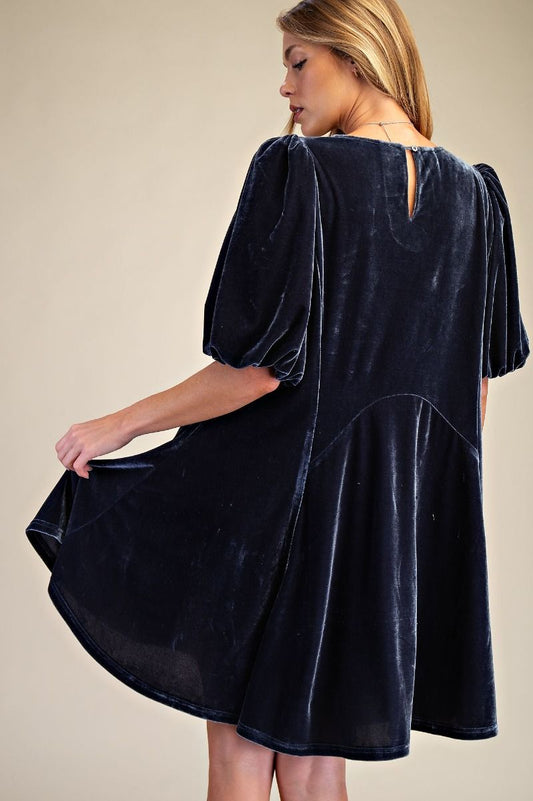 Ash Blue Velvet Dress