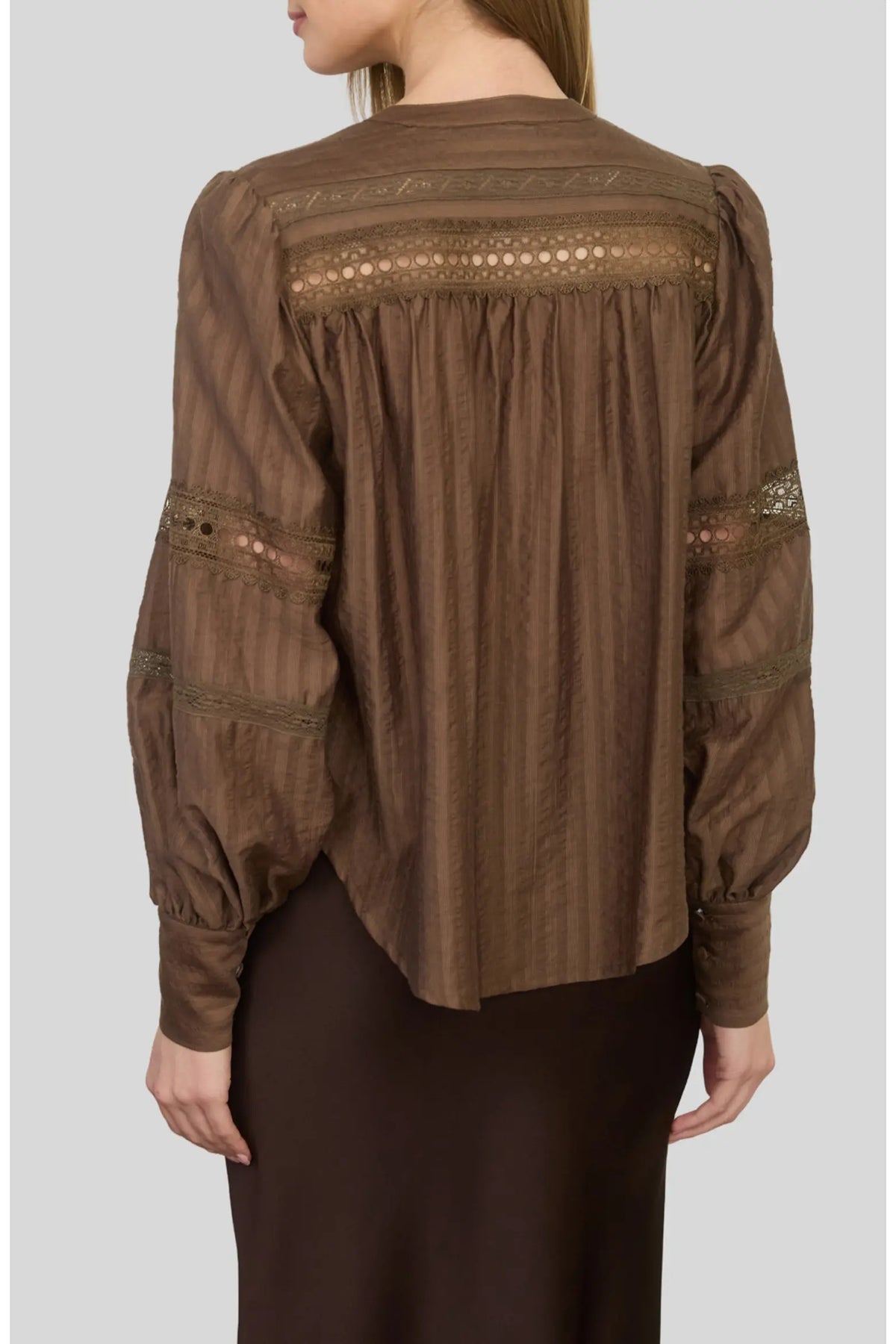 Brown Lace Detail Tonal Top