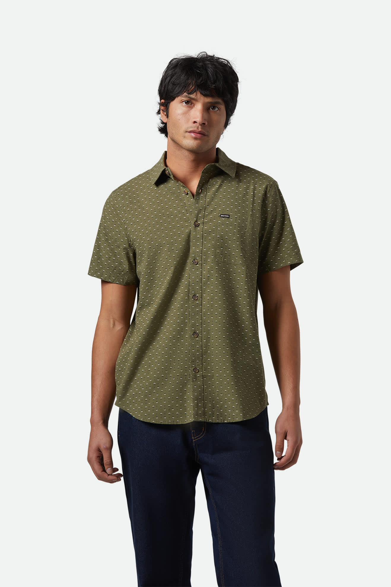 Brixton CHARTER PRINT S/S SHIRT (Ivy Green or Off White MiroFloral)