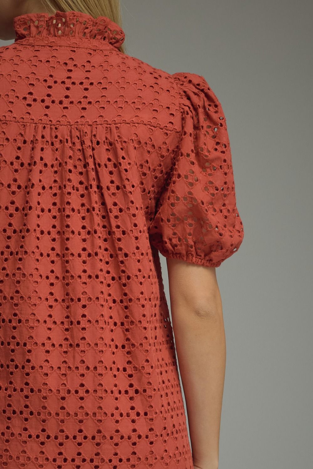 Rust Eyelet Midi Dress