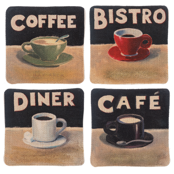 Caffeination Station - Flax Coasters (4 pc. set)