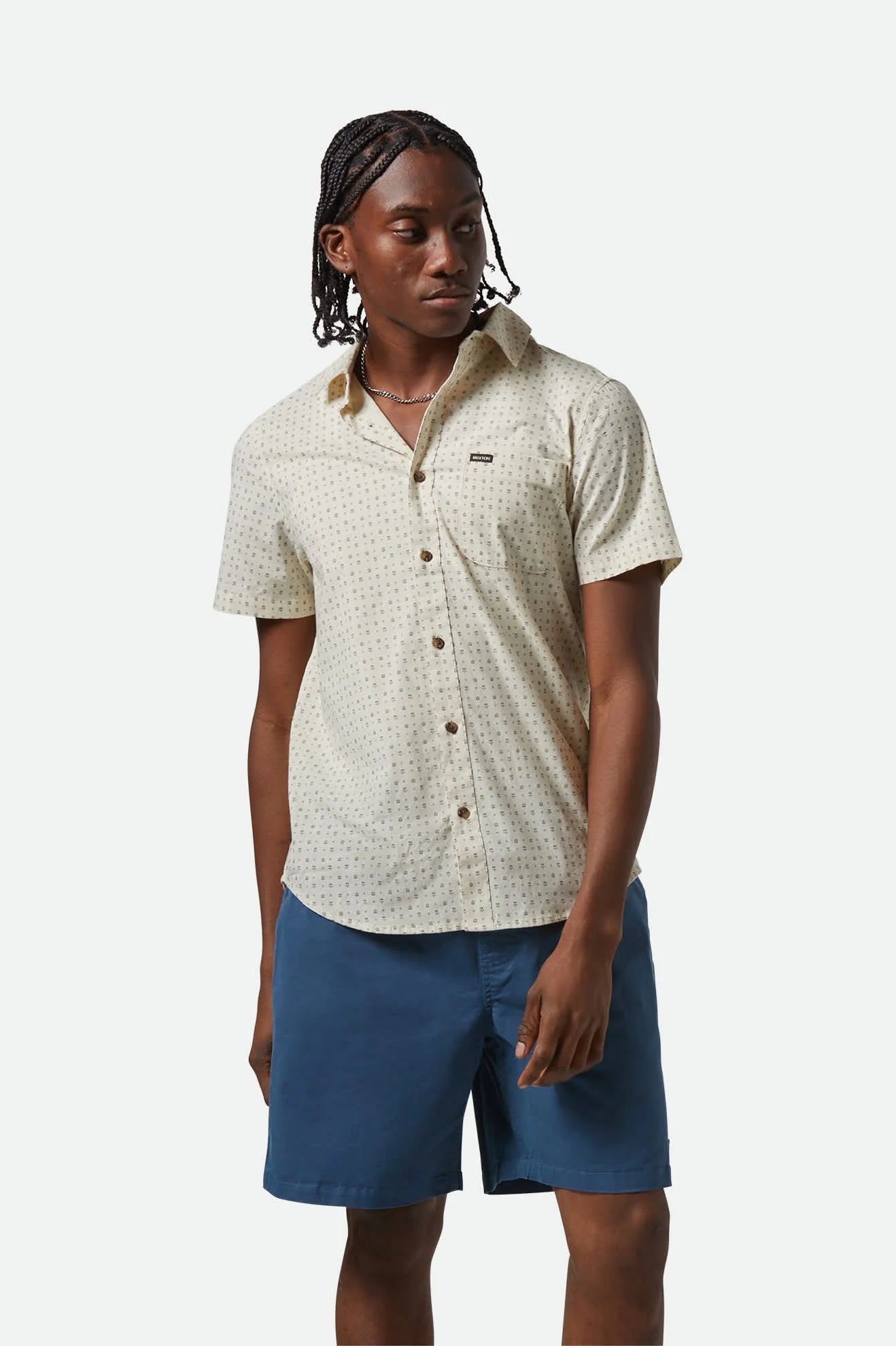 Brixton CHARTER PRINT S/S SHIRT (Ivy Green or Off White MiroFloral)