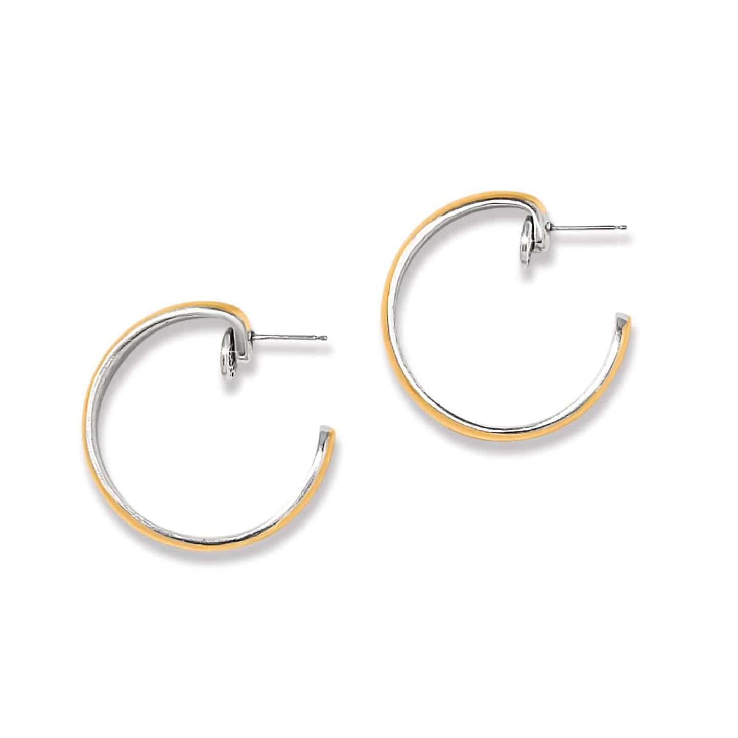 Brighton Ferrara Entrata Moon Small Hoop Earrings Gold and Silver