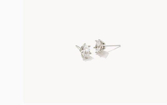 Kendra Scott Cailin Crystal Gold or Silver Stud Earrings in White Crystal
