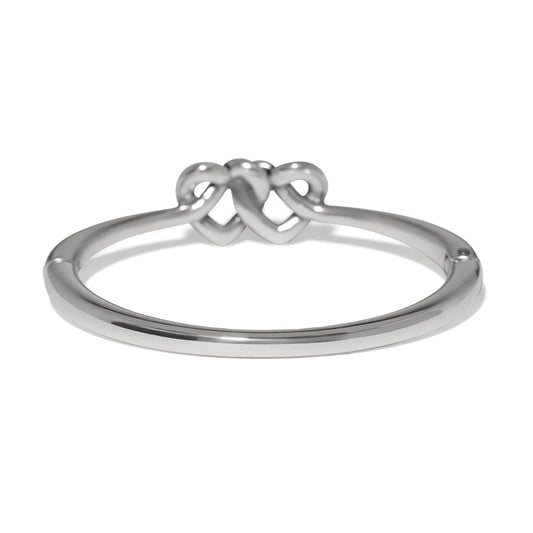 Brighton Silver Interlok Linked Hearts Hinged Bangle