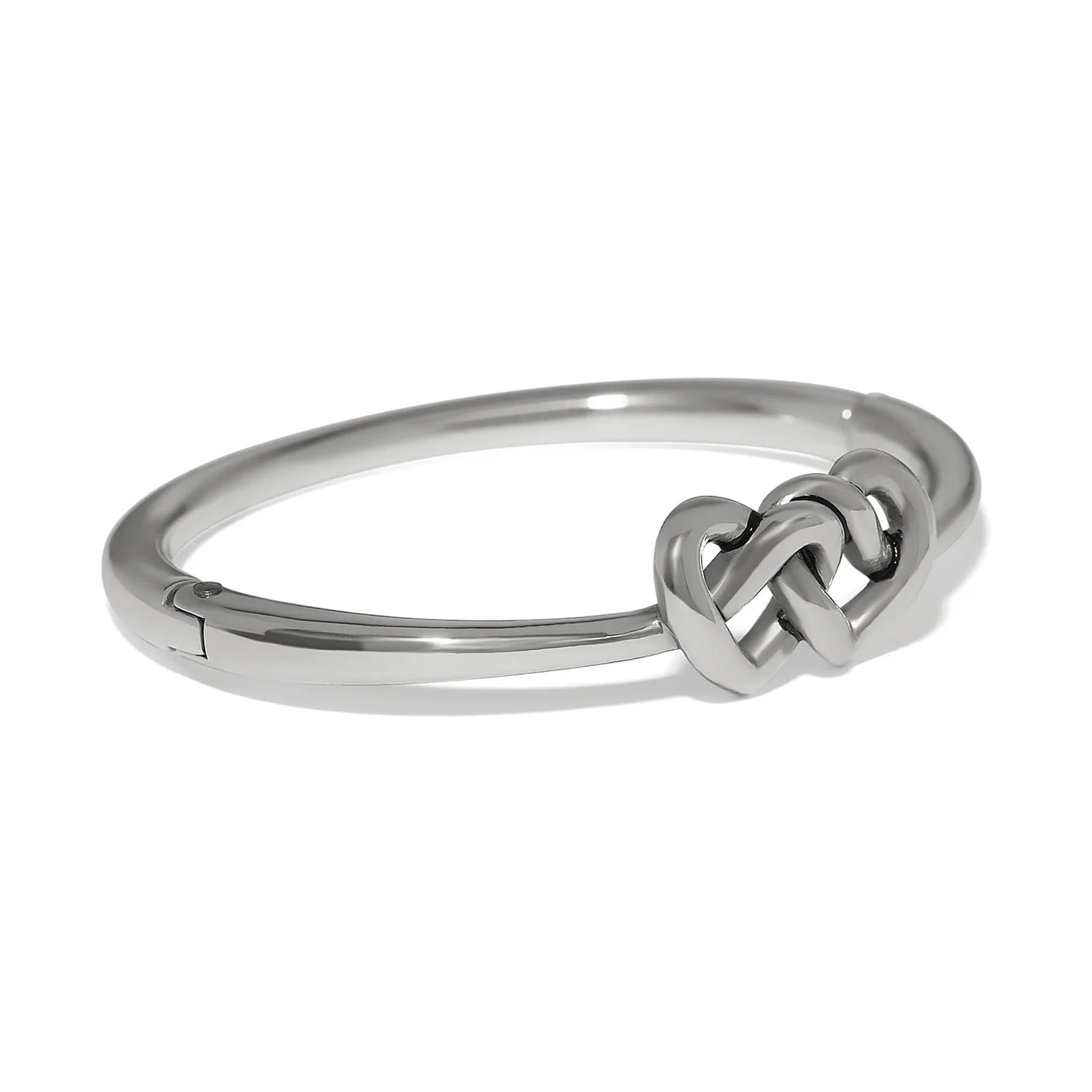 Brighton Silver Interlok Linked Hearts Hinged Bangle
