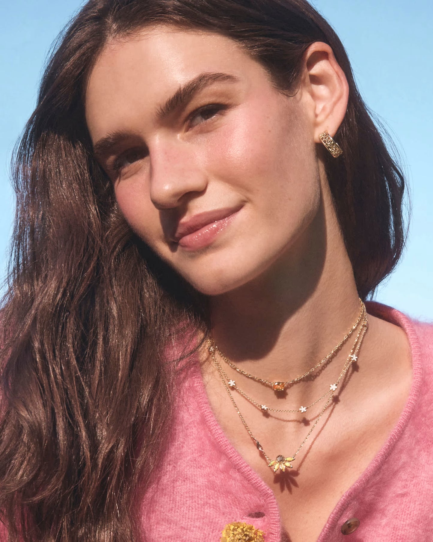 Kendra Scott Anya Flower Gold Yellow Mix Short Pendant Necklace