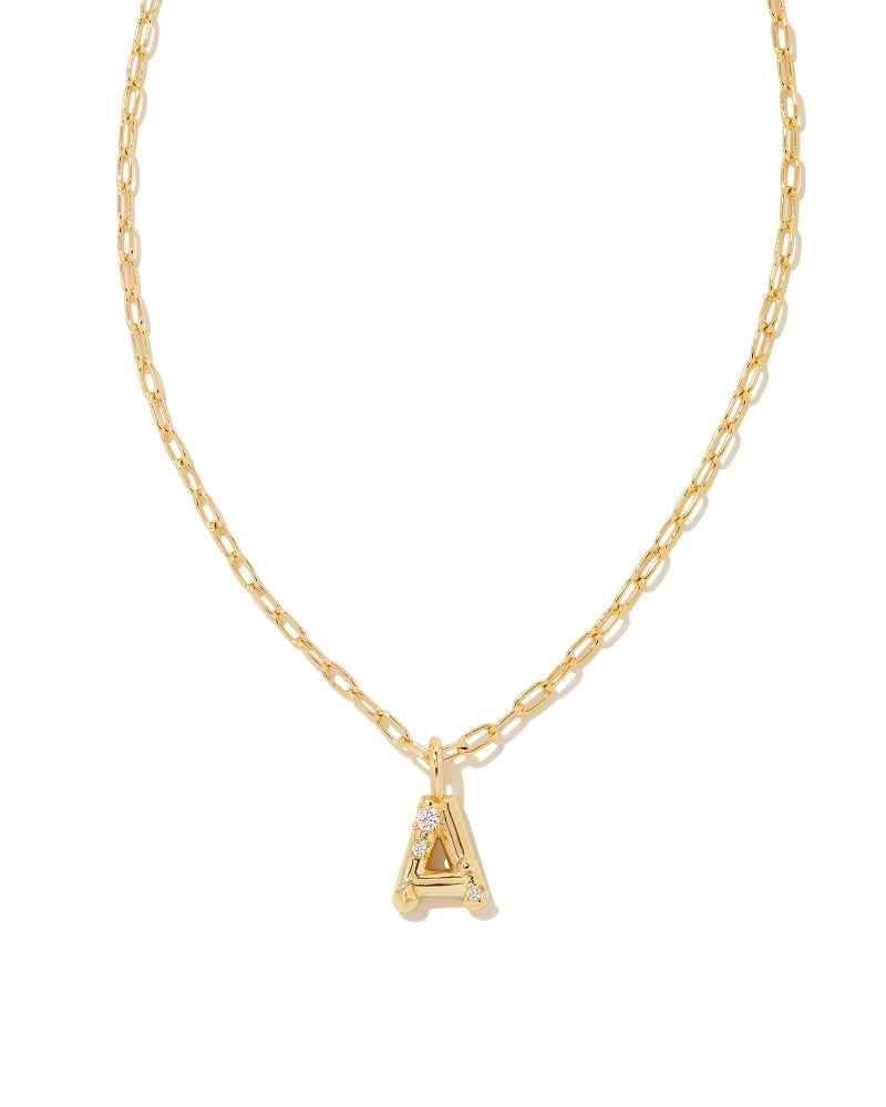 Crystal Letter Pendent Gold or Silver Metal