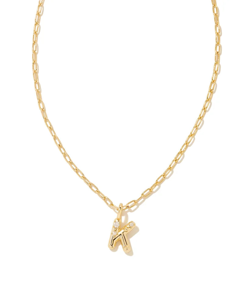 Crystal Letter Pendent Gold or Silver Metal