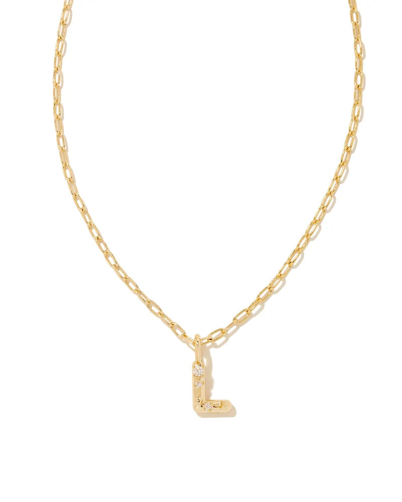 Crystal Letter Pendent Gold or Silver Metal