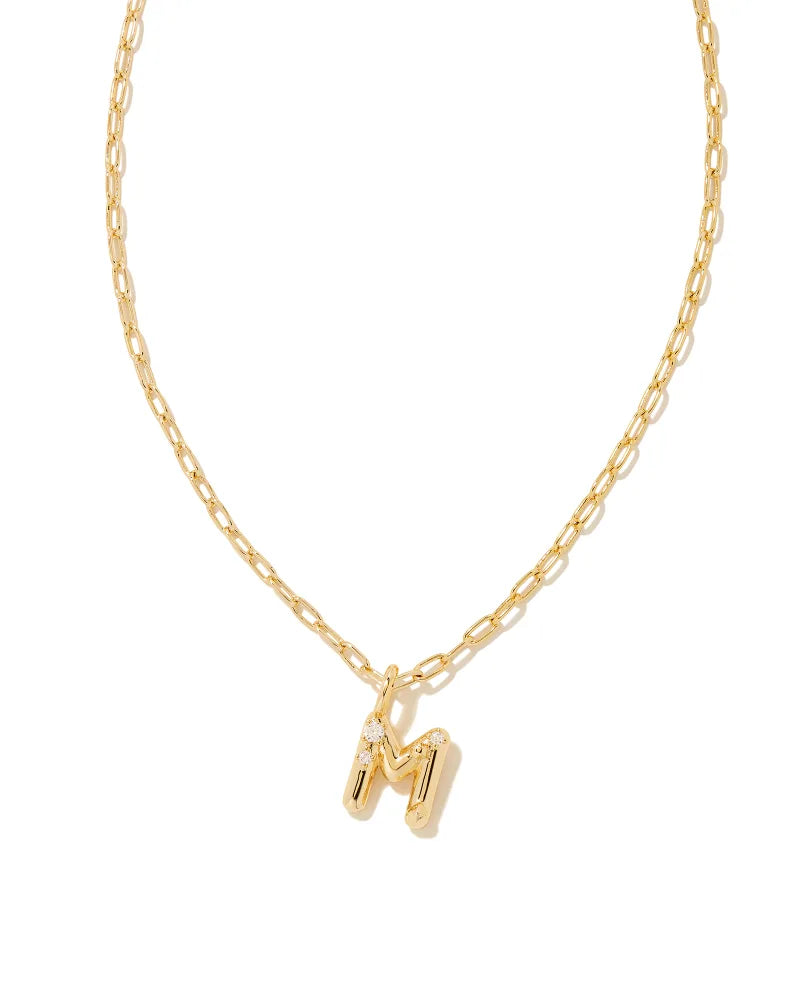 Crystal Letter Pendent Gold or Silver Metal