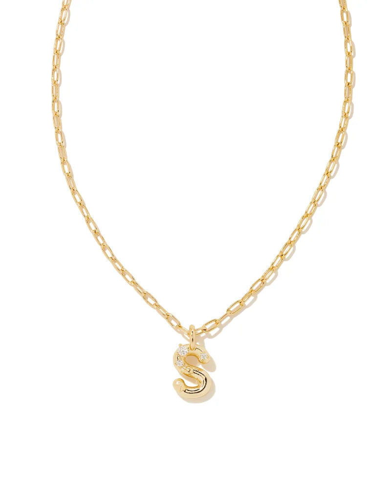 Crystal Letter Pendent Gold or Silver Metal