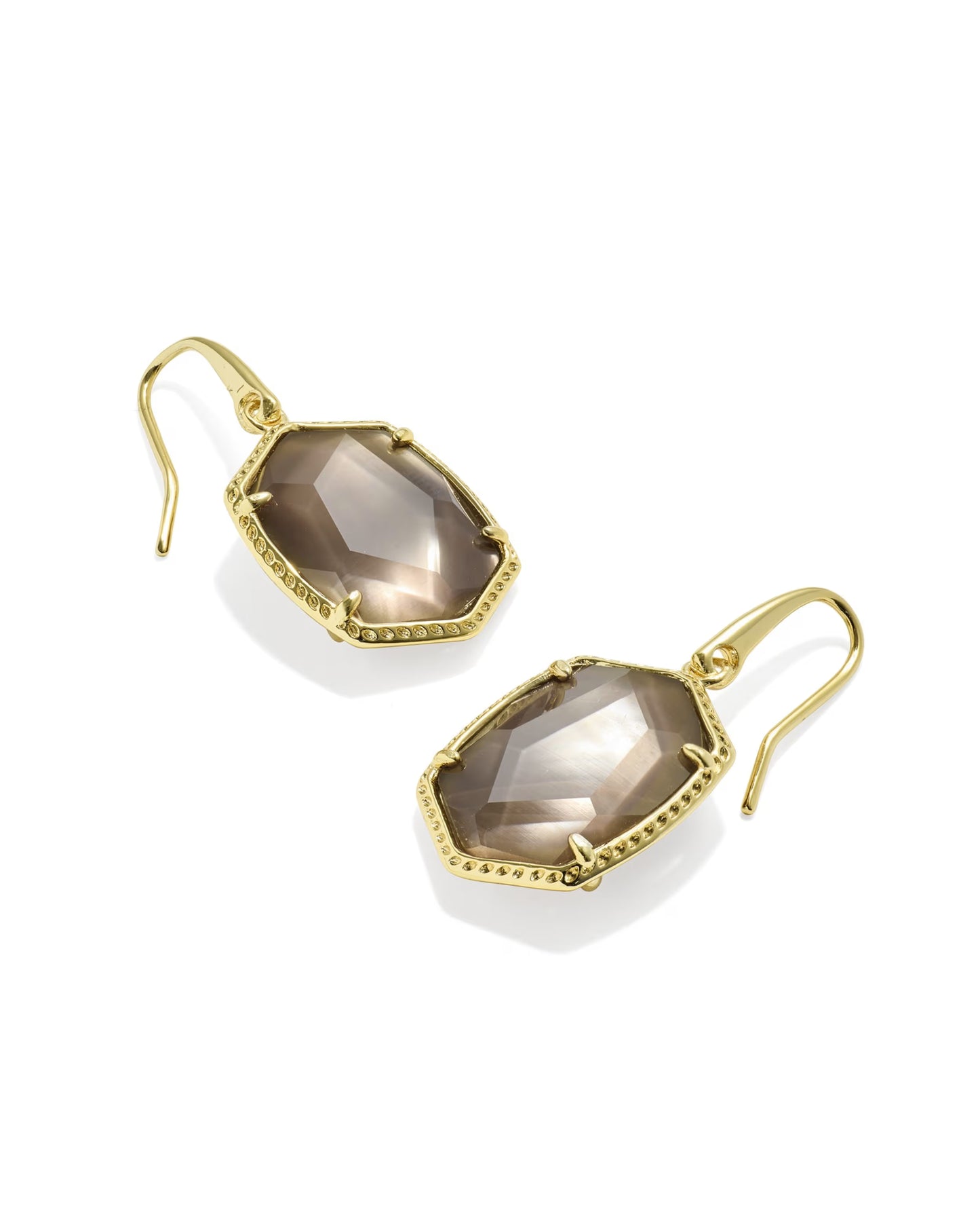 Kendra Scott Daphne Gold Taupe Mother-of-Pearl Frame Drop Earrings