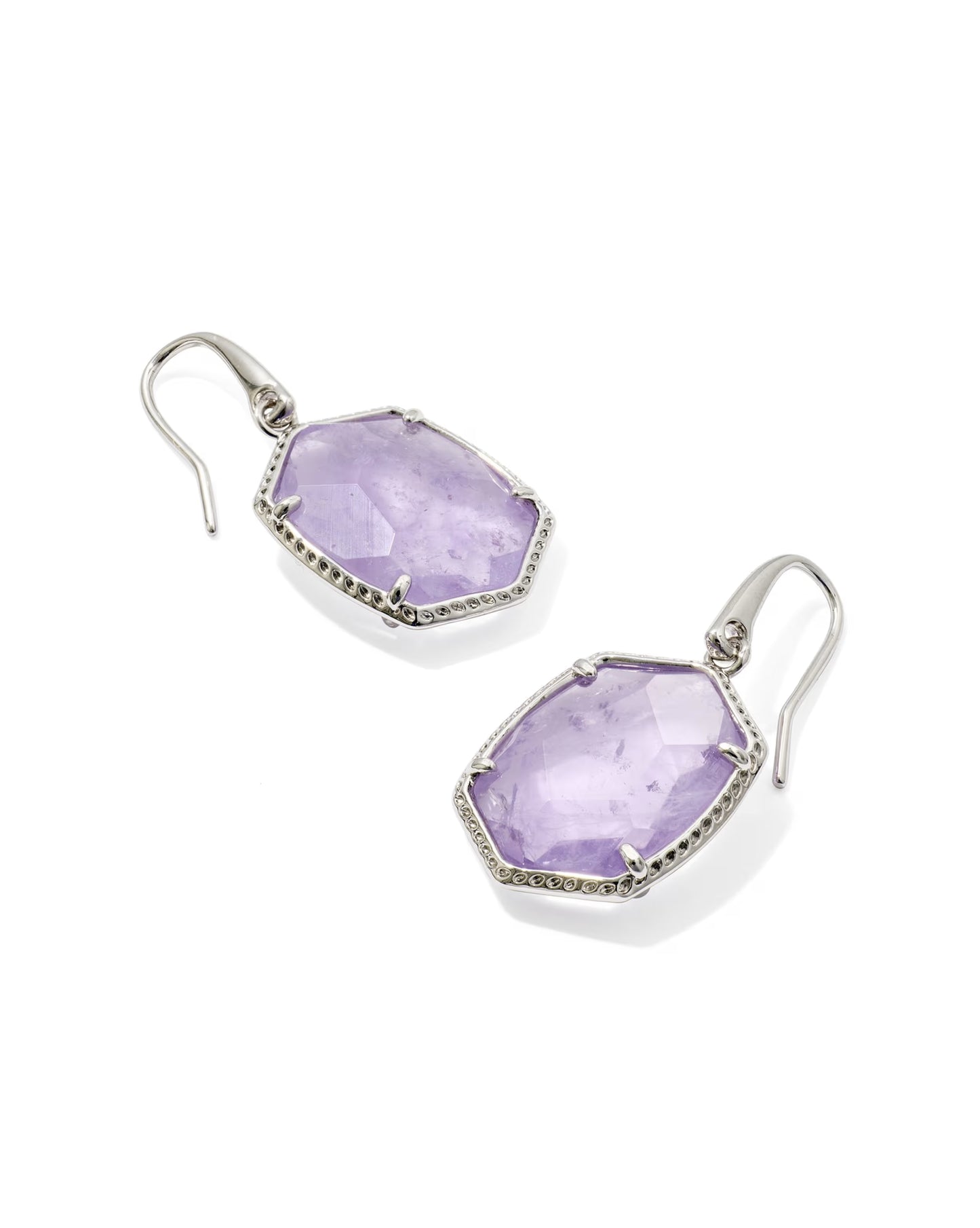 Kendra Scott Daphne Silver Frame Amethyst Frame Drop Earrings