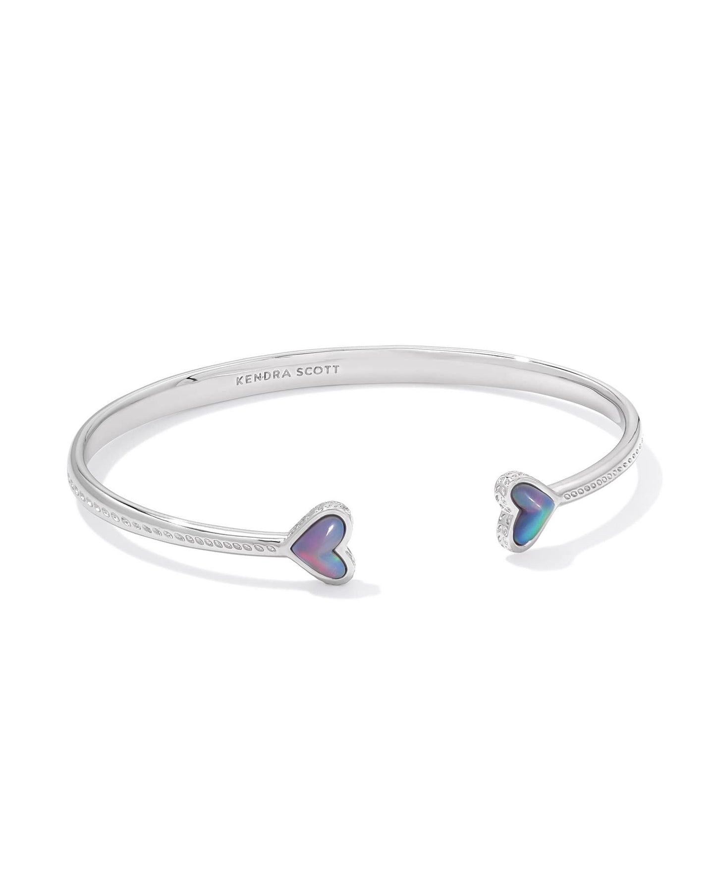 Framed Ari Heart Cuff in Silver Lilac Opalescent Resin