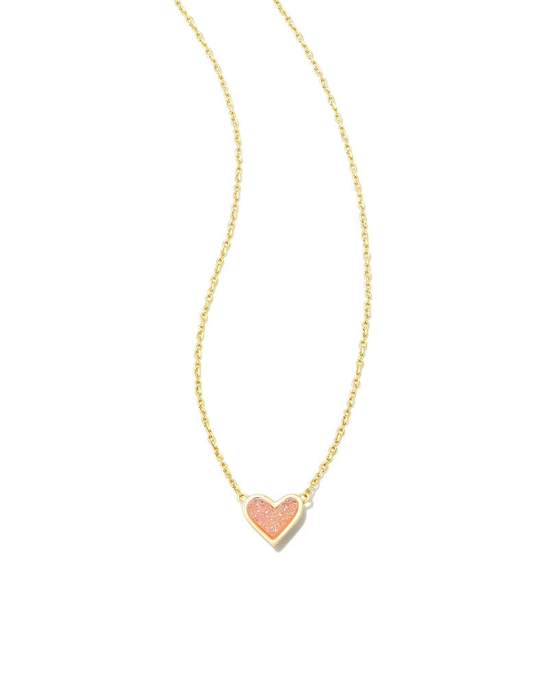 Framed Ari Heart Pendant Gold Necklace (Multiple Colors)