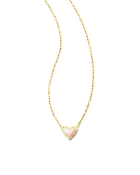 Framed Ari Heart Pendant Gold Necklace (Multiple Colors)