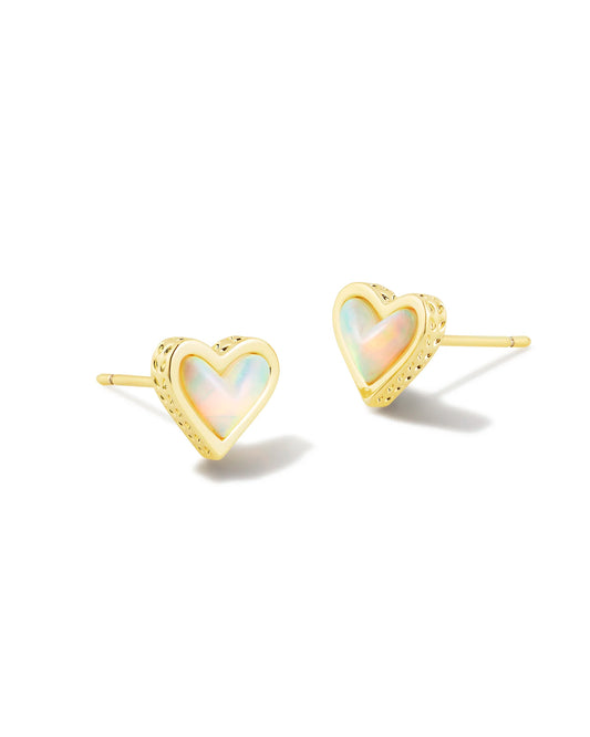 Framed Ari Heart Stud Earring (Multiple Colors)