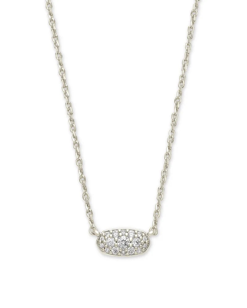 Kendra Scott Grayson Silver Pendant Necklace in White Crystal
