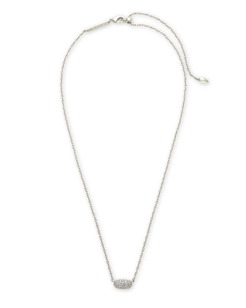 Kendra Scott Grayson Silver Pendant Necklace in White Crystal