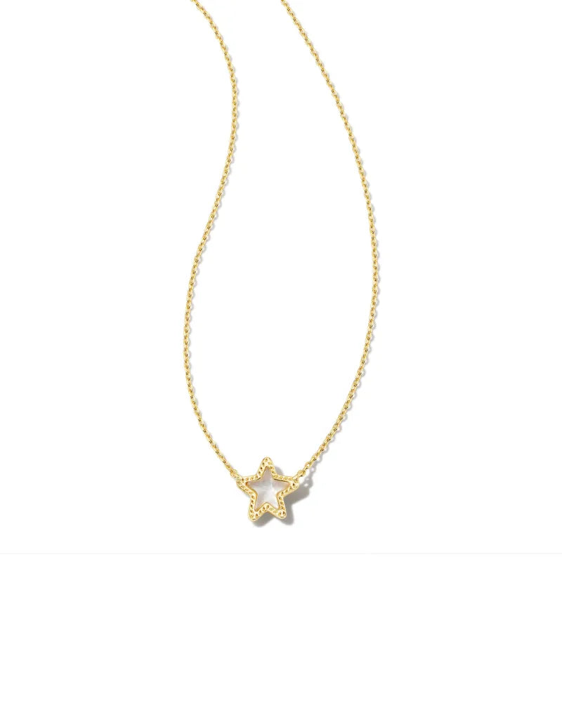 Kendra Scott Jae Gold Star Small Short Pendant Necklace Ivory Mother of Pearl