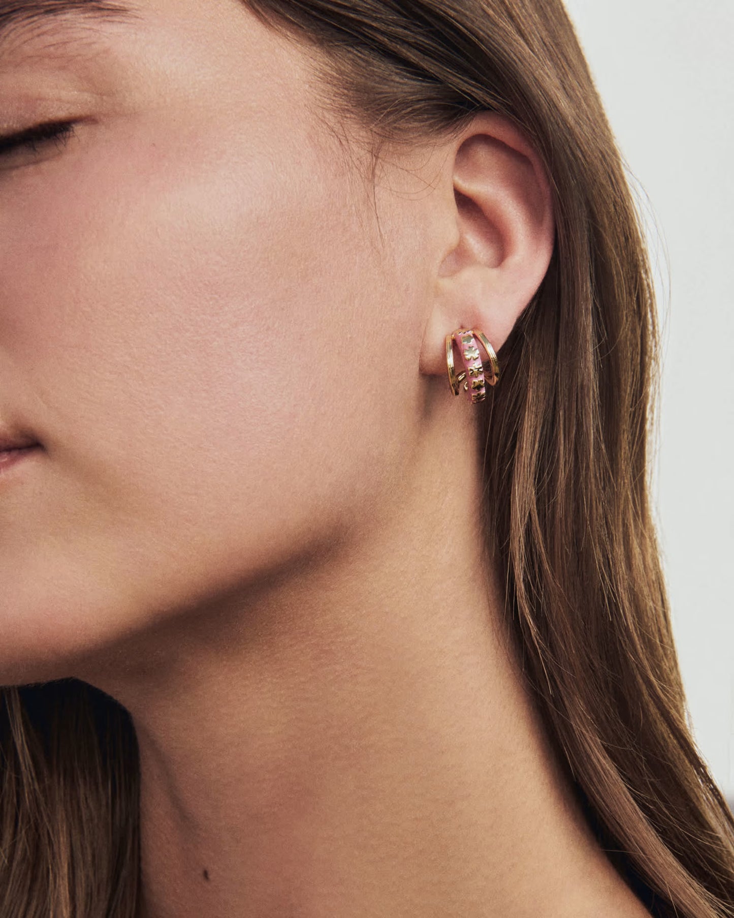 Kendra Scott Jane Gold Dark Pink Enamel Huggie Earrings