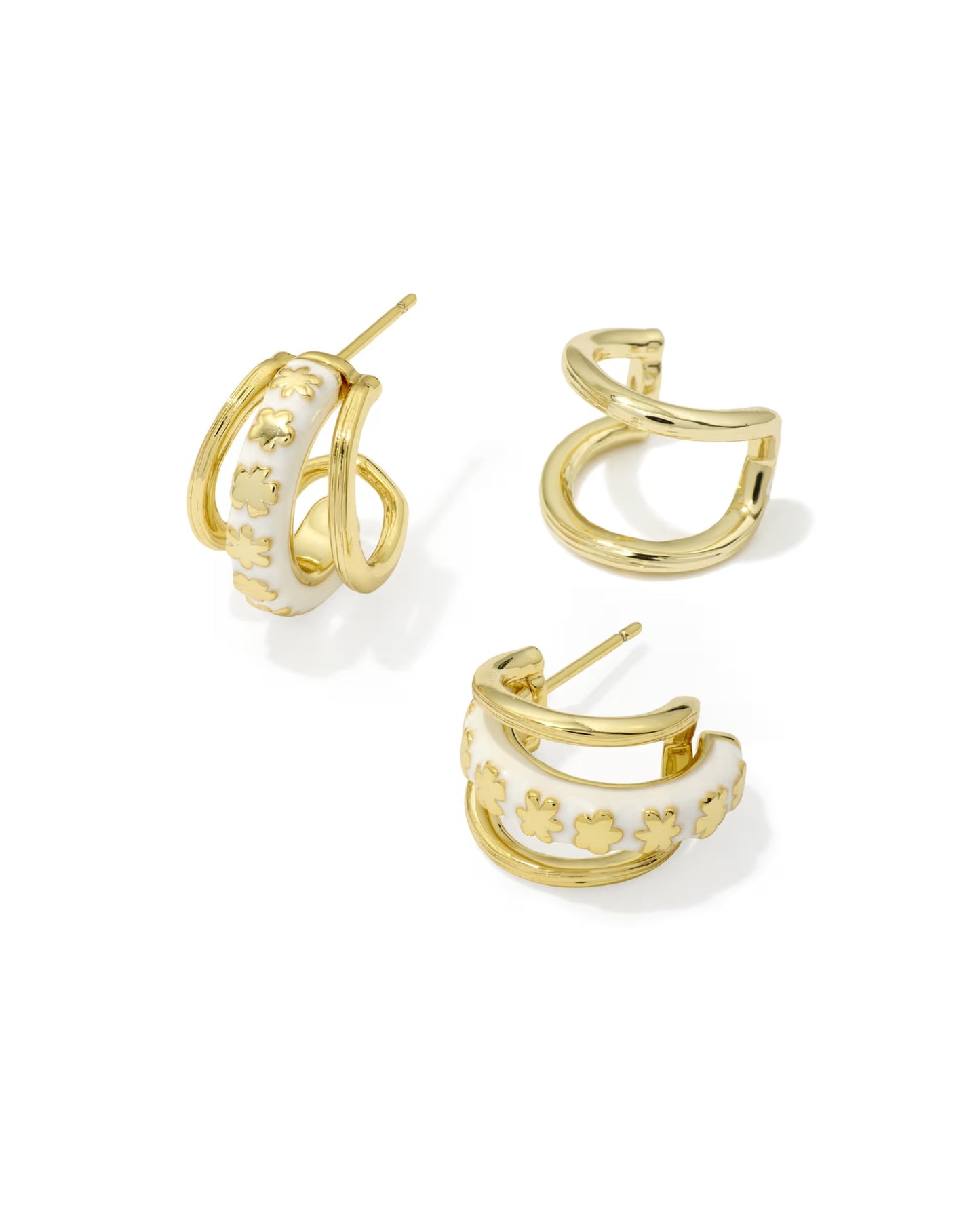 Kendra Scott Jane Gold White Enamel Huggie Earrings