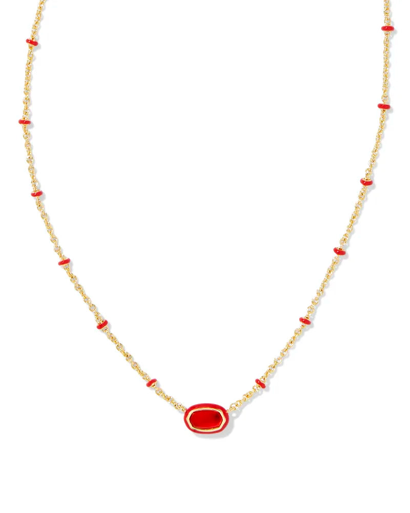 Mini Elisa Gold Enamel Frame Short Pendant Necklace