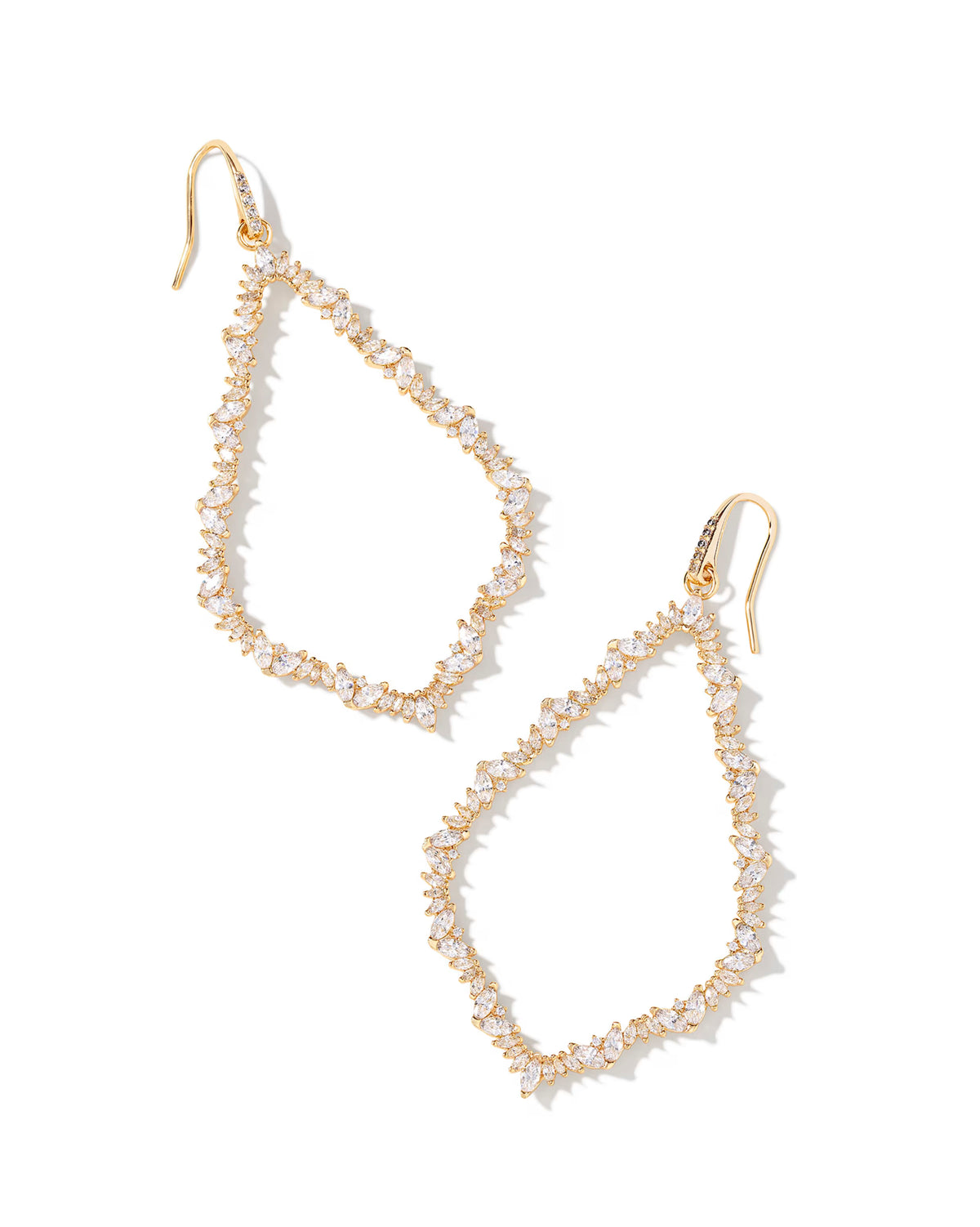 Kendra Scott Sophee Gold Crystal Open Frame Earrings in White CZ