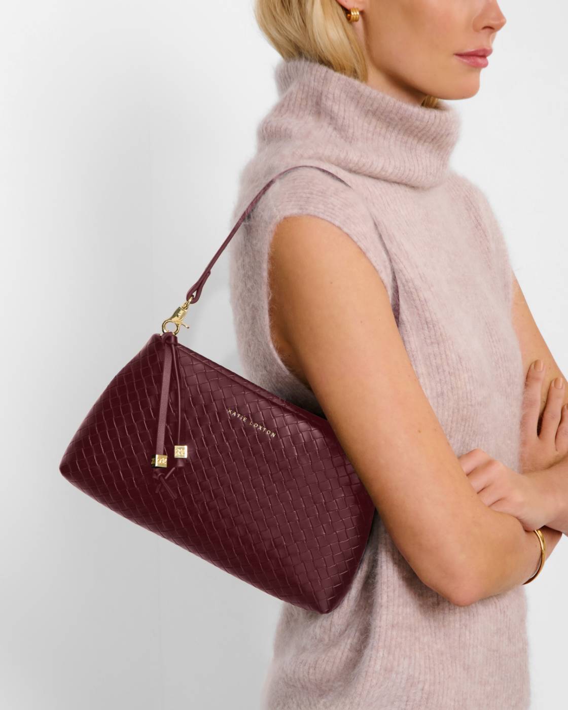 Katie Loxton Nova Small Shoulder Bag Cherry Woven