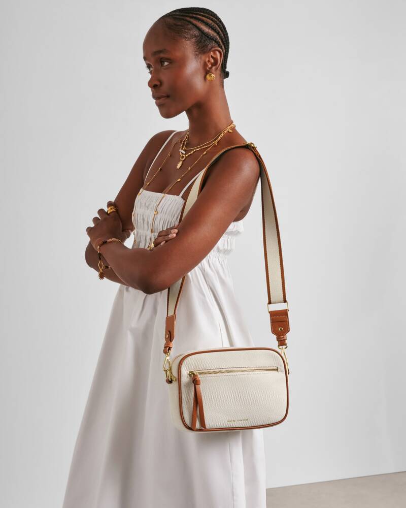 Katie Loxton Hallie Crossbody Bag - Canvas/Cognac