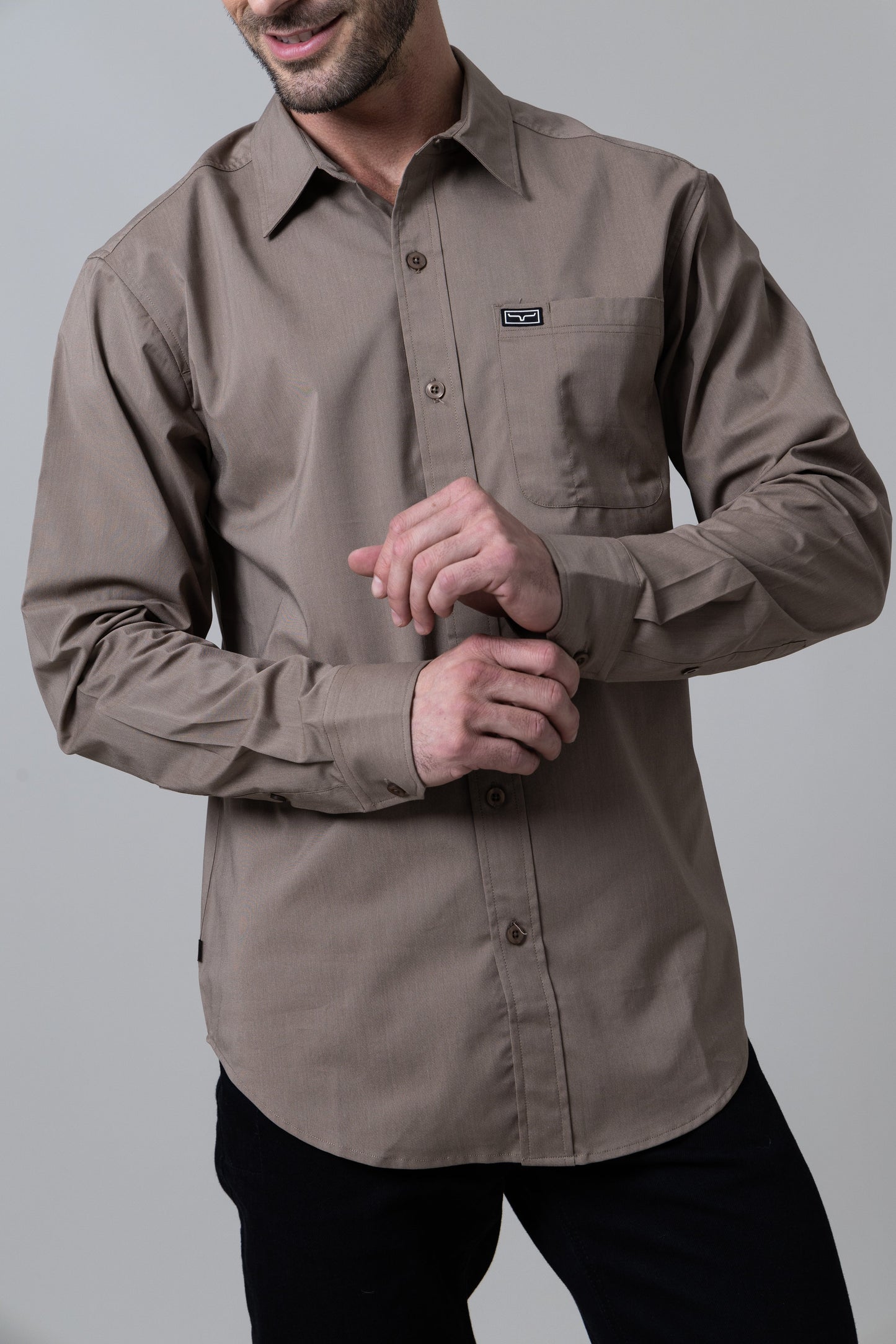 Kimes Ranch LINVILLE LONG SLEEVE SHIRT Taupe or Pine
