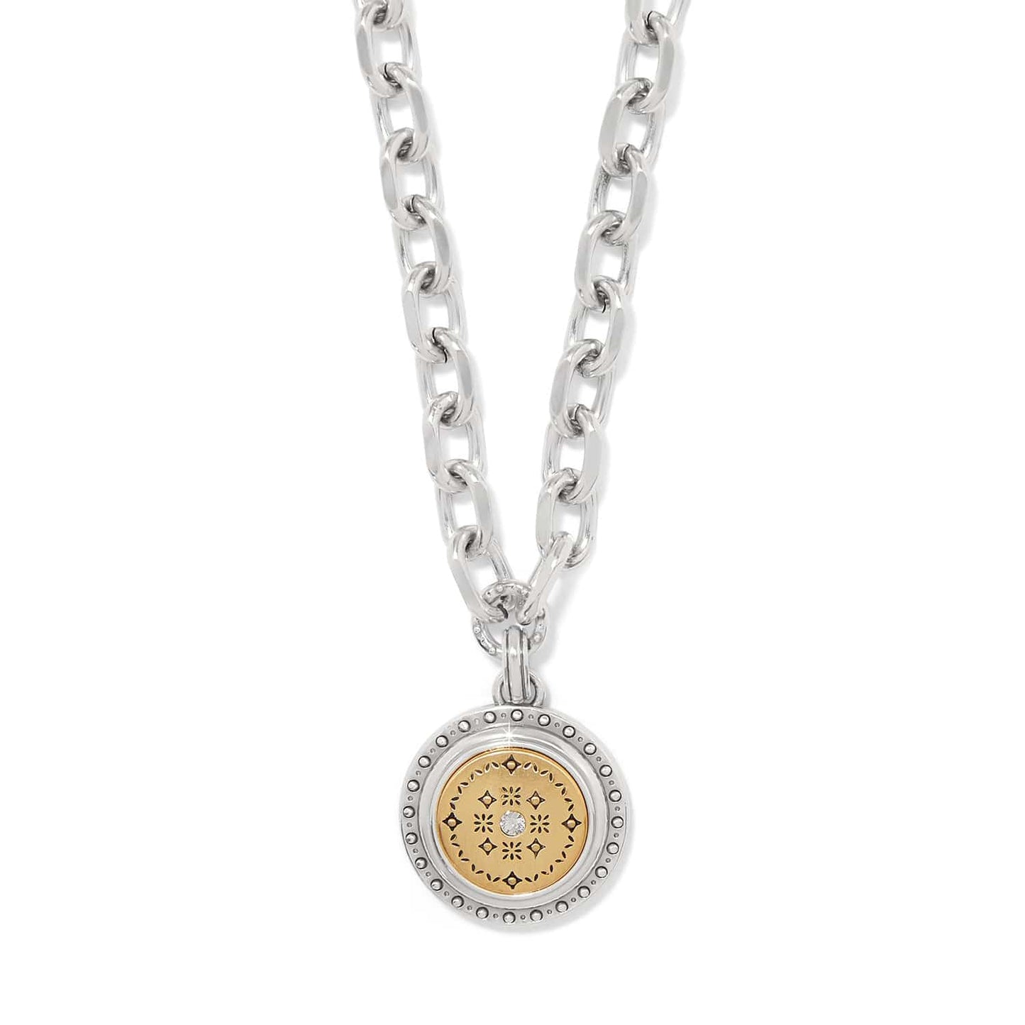 Bribghton Mosaic Round Two Tone Pendant Necklace