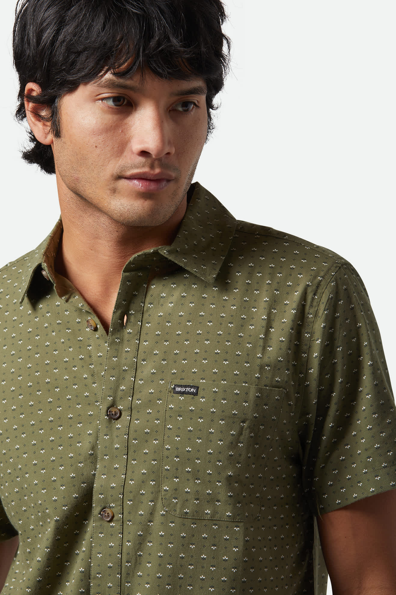 Brixton CHARTER PRINT S/S SHIRT (Ivy Green or Off White MiroFloral)