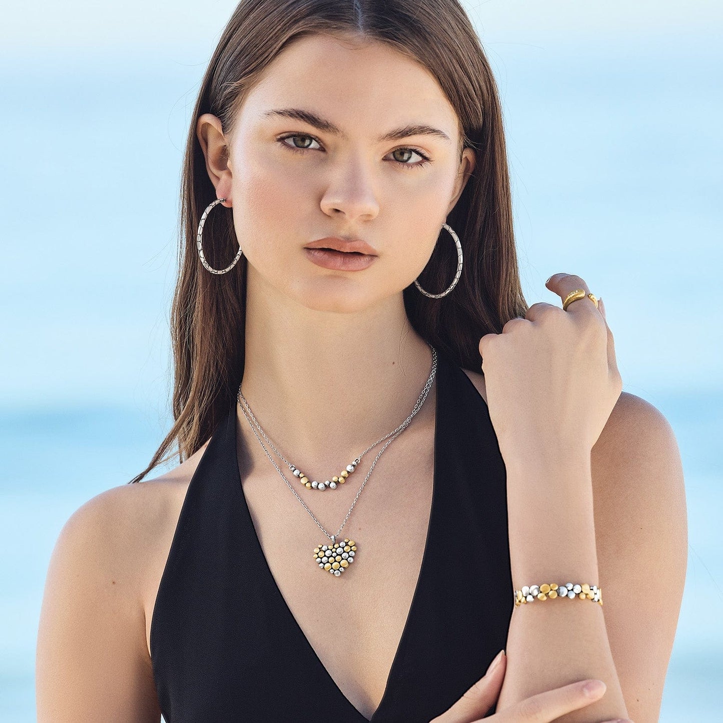 Brighton Pebble Edge Crescent Bar Necklace