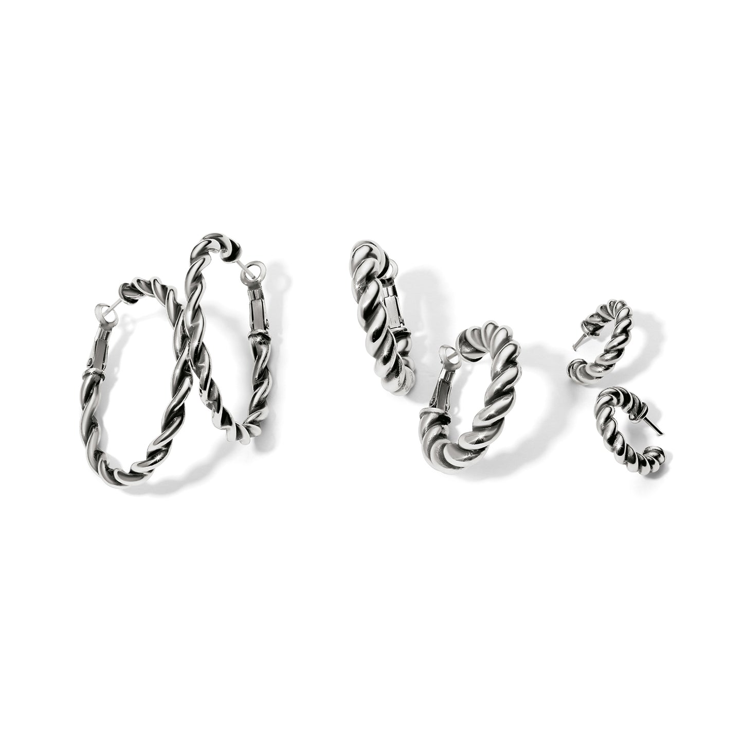 Brighton Interlok Twist Medium Leverback Hoop Earrings