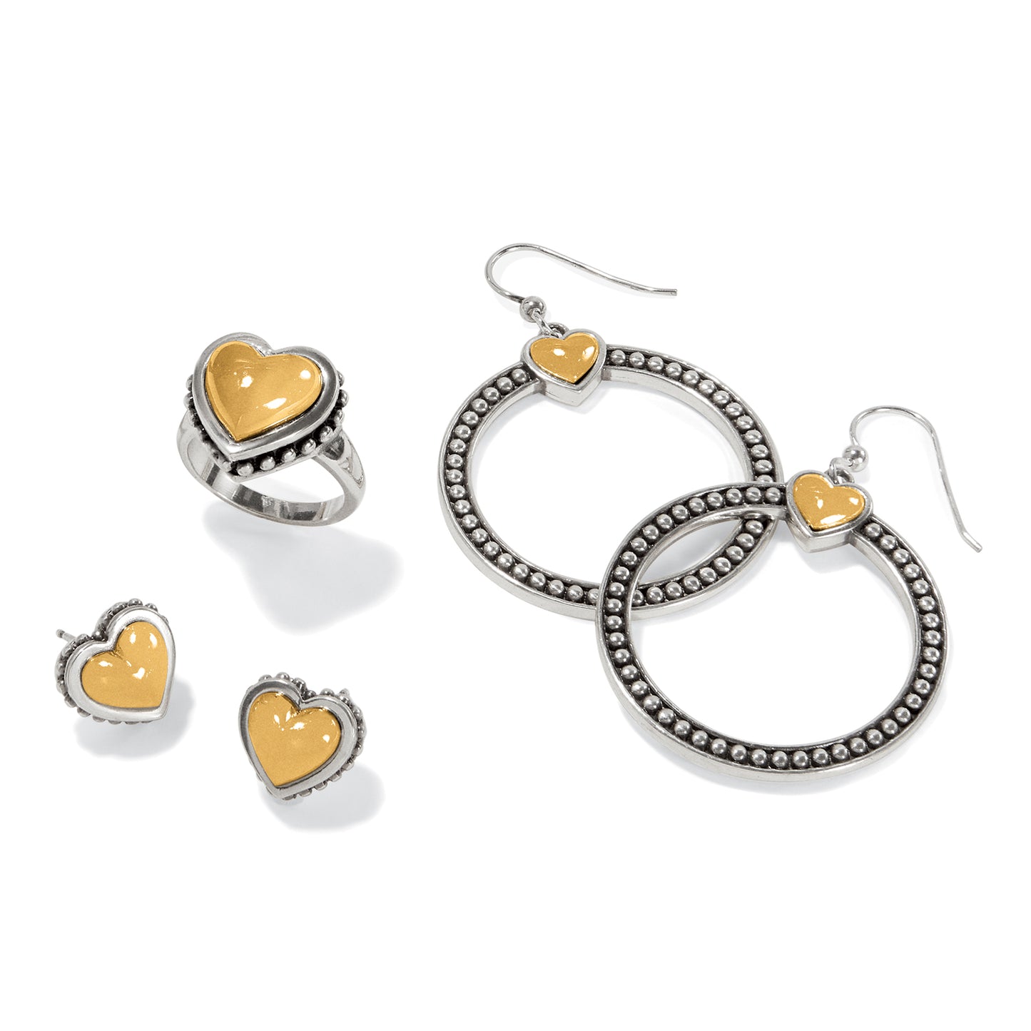 Brighton Pretty Tough Bold Heart Two Tone French Wire Earrings