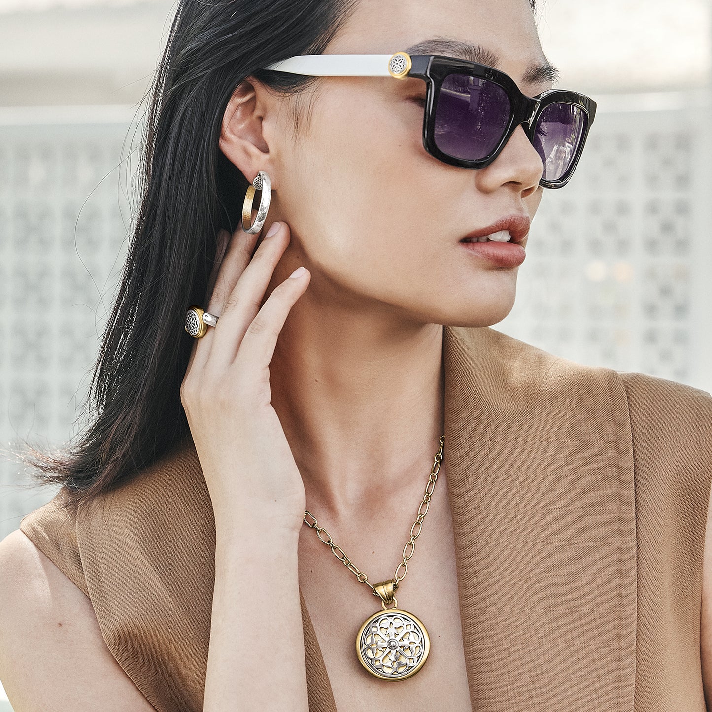 Brighton Ferrara Two Tone Luce Large Pendant Necklace