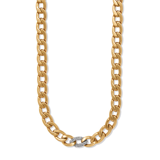 Brighton Cleo Pave Link Necklace (Gold or Silver)