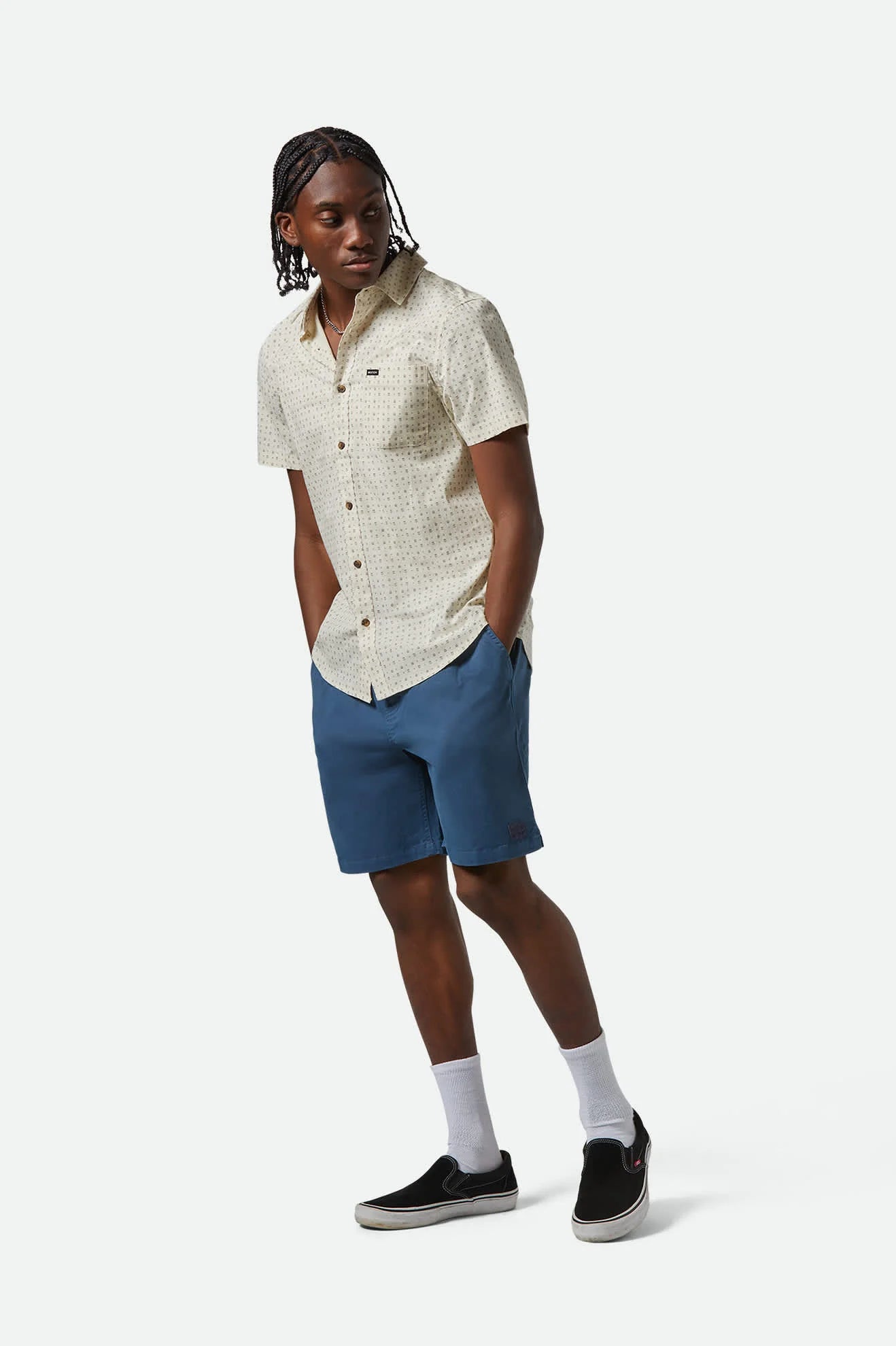 Brixton CHARTER PRINT S/S SHIRT (Ivy Green or Off White MiroFloral)